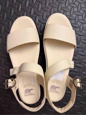 Sorel Women's Cream Open-Toe Slide Sandals with Ankle Buckle